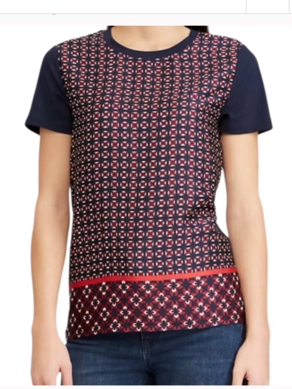 Like New Ralph Lauren Geometric Patterned Top Tee